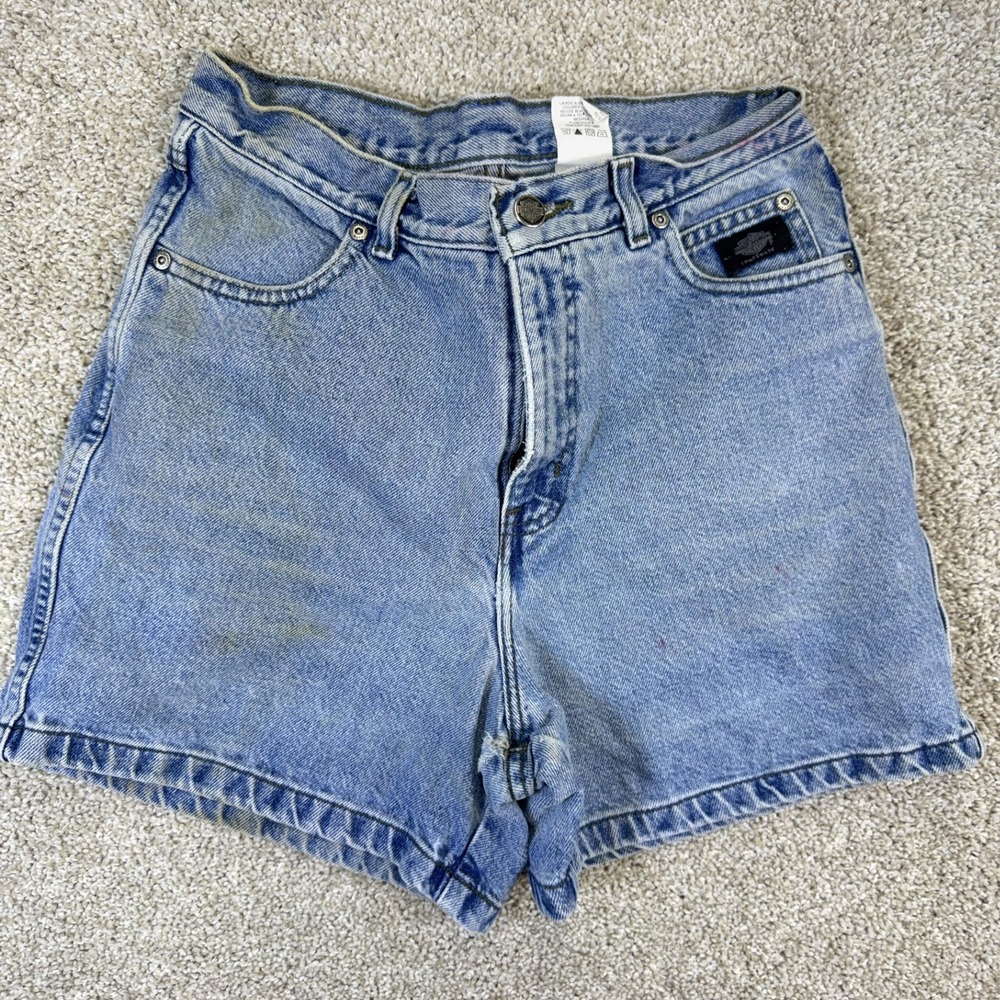 Harley Davidson Denim Shorts Women 8 Short Blue Light Wash High Rise Vintage